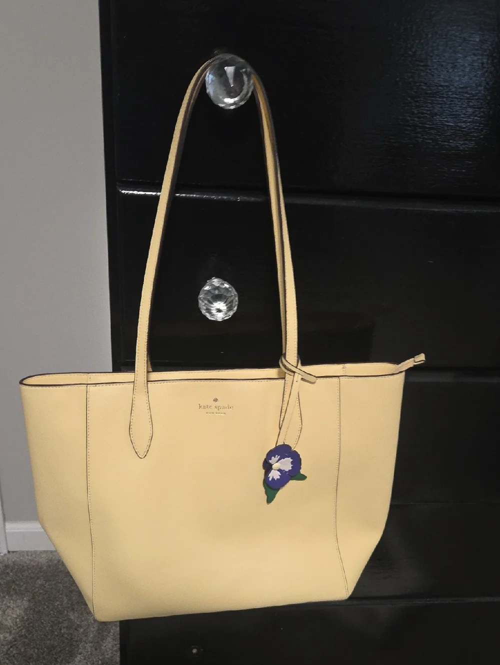 Kate Spade Yellow Leather Flower Tote Bag And Dust cover Nwot $359 Retail